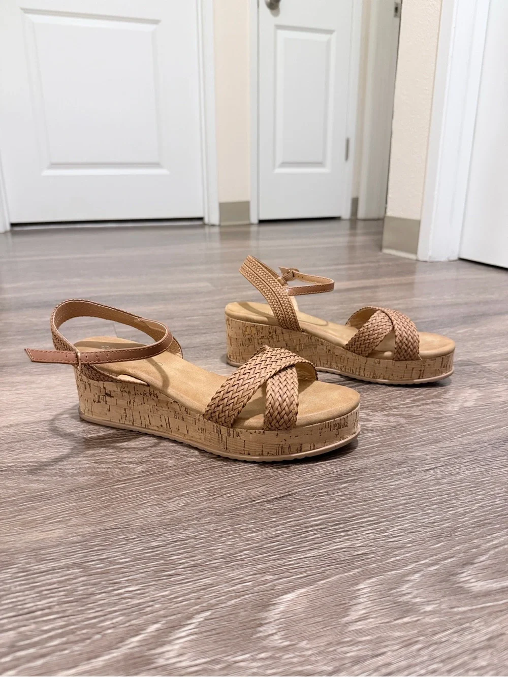 Patrizia Woven Cork Wedge Sandals - Tan